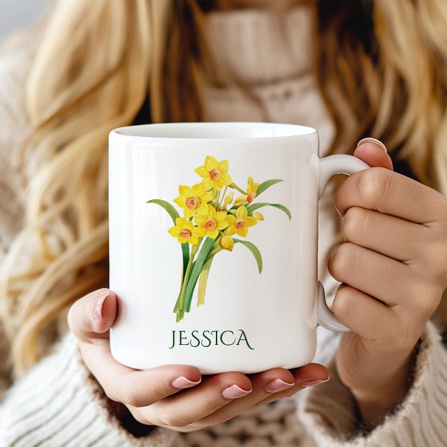 March Birth Month Flower Yellow Daffodil Coffee Mug (Creator Uploaded)