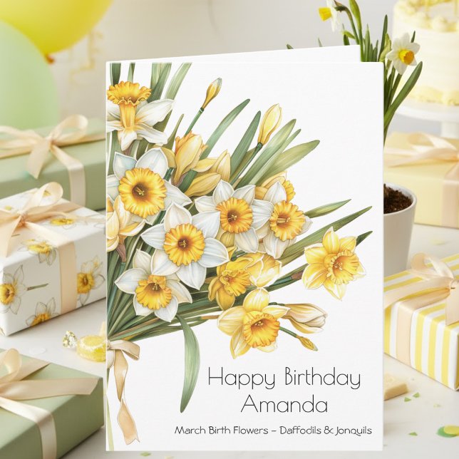 March Birth Month Flowers March Happy Birthday Card (Creator Uploaded)