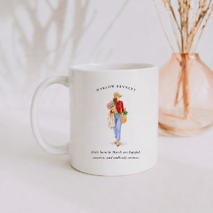 March Birth Month Girl Monogram Coffee Mug