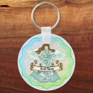March Birthday Angel birthday custom keychains