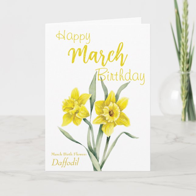 March Birthday Daffodil Birth Flower Card (Front)