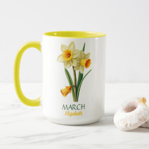 March Birthday Daffodil Birth Flower Personalised Mug