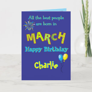 March Birthday Folded Greeting Card