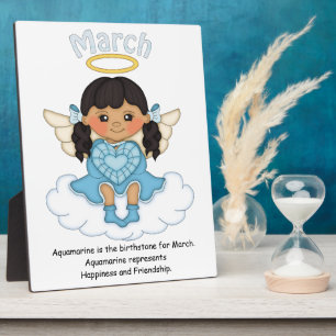 March Birthstone Angel Black Plaque