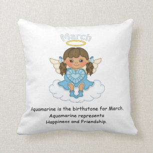 March Birthstone Angel Brunette Cushion