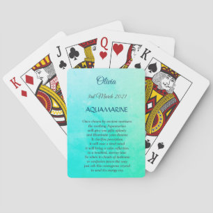 March Birthstone Aquamarine design Playing Cards