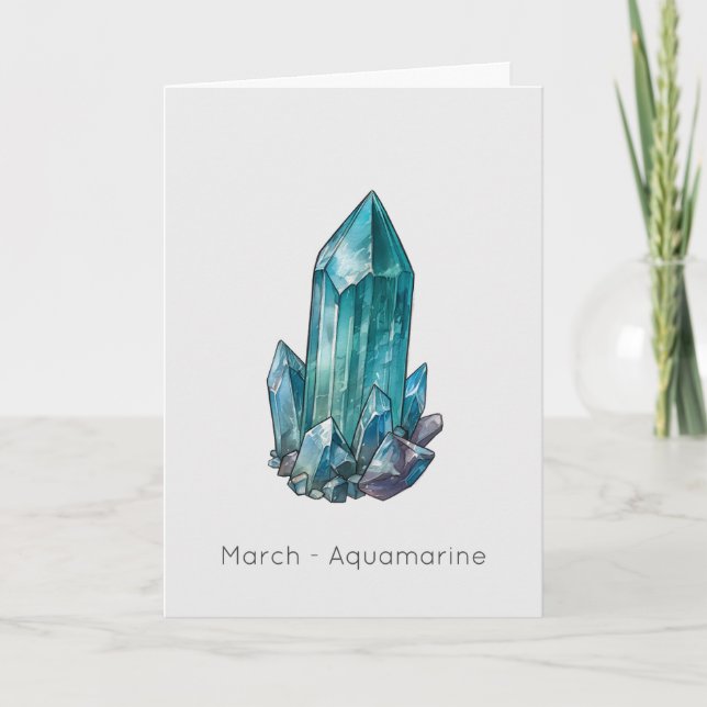 March Birthstone Aquamarine Happy Birthday Card (Front)