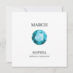 March Birthstone Birthday Name Aquamarine Card