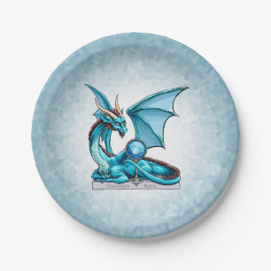 March Birthstone Dragon: Aquamarine Paper Plate