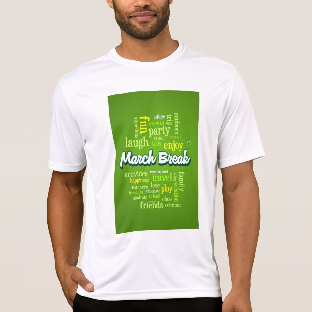 March Break Word Cloud Typography School Vacation T-Shirt (Front)