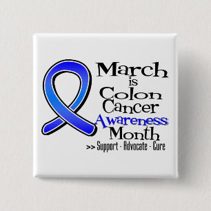 March Colon Cancer Awareness Month 15 Cm Square Badge