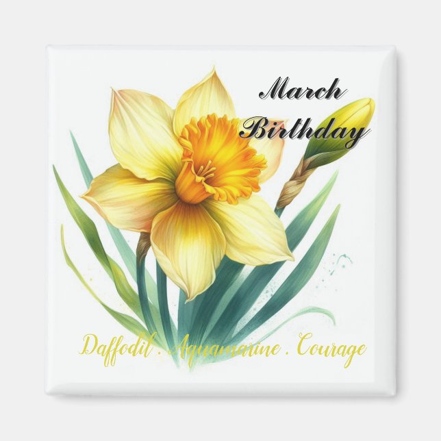 March Daffodil and Birthstone   Magnet (Front)