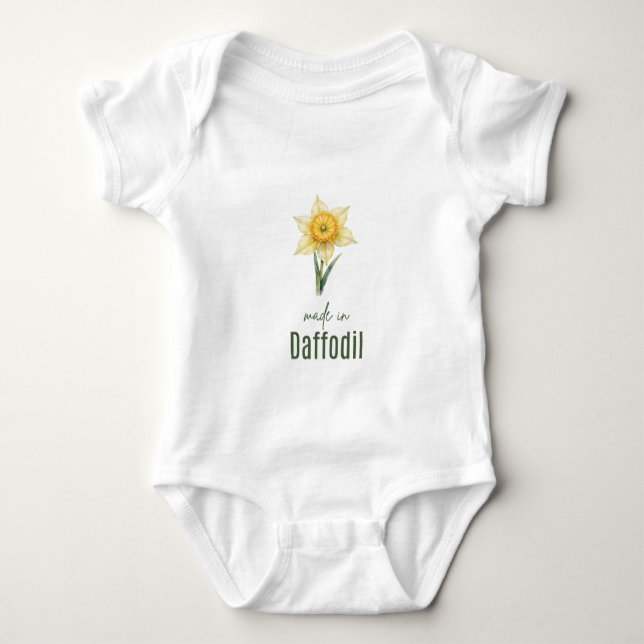 March Daffodil Birth Flower Bodysuit  Watercolor (Front)