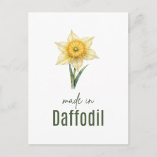 March Daffodil Birth Flower Wall Art Watercolor Postcard
