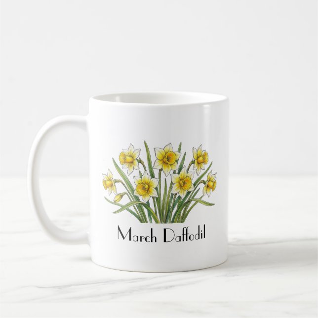 March Daffodil Flowers Coffee Mug (Left)