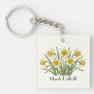 March Daffodil Flowers Key Ring