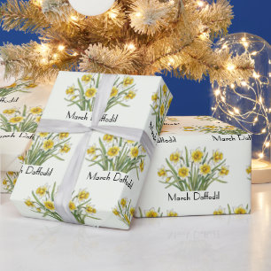 March Daffodil Flowers Wrapping Paper