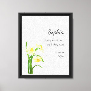 March Daffodil Personalised Birthday Canvas Print