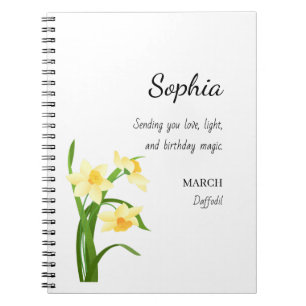 March Daffodil Personalised Birthday Notebook