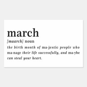 March Definition Birthday Rectangular Sticker