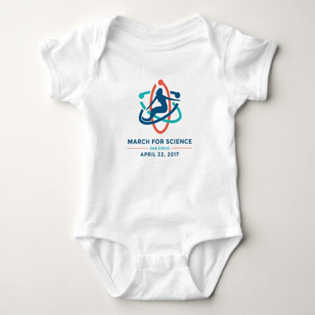 March For Science: San Diego - Baby White Romper Baby Bodysuit (Front)