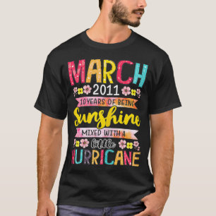 March Girls 2011 Birthday Gift 10 Years Old Made i T-Shirt