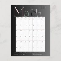 March Grey Modern Monthly Calendar 2025