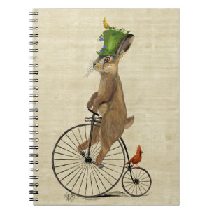 March Hare on Penny Farthing 3 Spiral Notebook