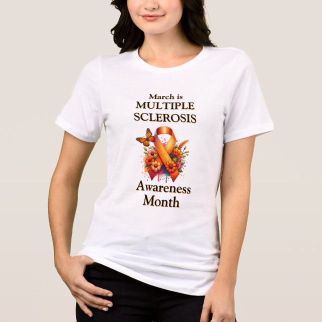 March is Multiple Sclerosis Awareness Month Ribbon Tri-Blend Shirt (Front)