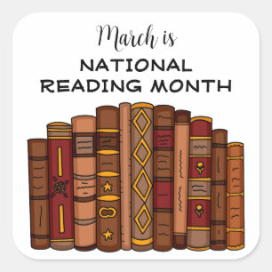 March is National Reading Month Square Sticker