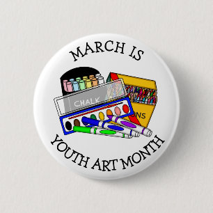 March is Youth Art Month 6 Cm Round Badge