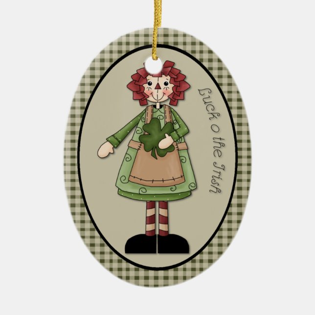 March "Luck O' the Irish" Annie Ornament (Front)