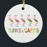 March of the Tropical Flamingos TURKS & CAICOS Ceramic Tree Decoration<br><div class="desc">Fun, festive Tropical and Beach Themed items help you feel as if you're on an exotic vacation in the tropics, even when you're at home or in the office. These items have been designed to be your own personal souvenirs and mementos from your trip. No need to buy inferior, overpriced...</div>