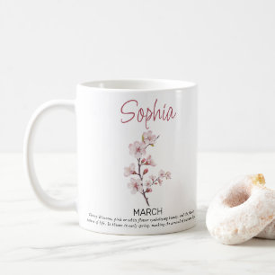 March Personalised Birth Flower Coffee Mug