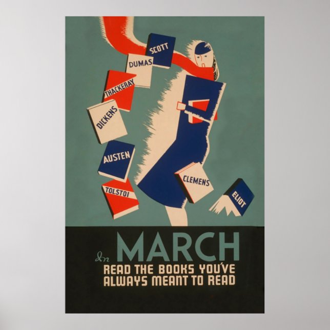 March Reading Program Vintage Poster (Front)