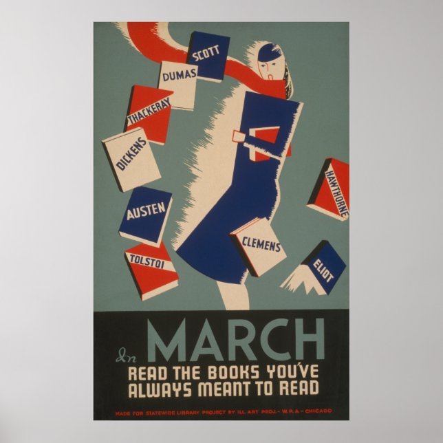 March Reading Vintage WPA Poster (Front)