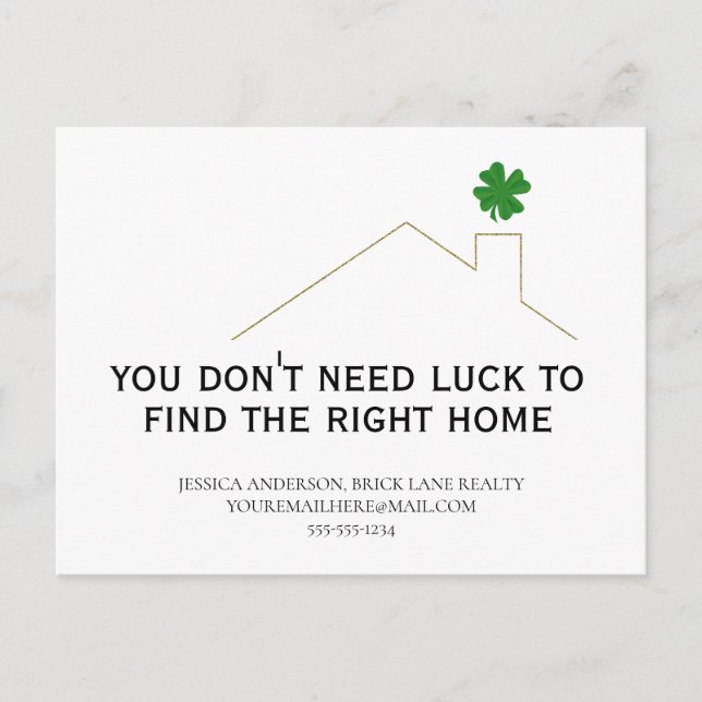 March Real Estate Marketing Shamrock  Postcard (Front)