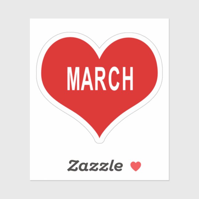 MARCH Red Love Heart Vinyl Sticker (Sheet)