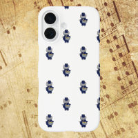 Marching Band Cat Drummer Navy Blue Gold Pattern