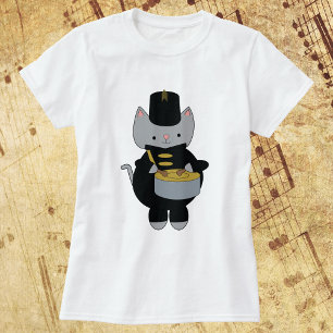 Marching Band Cat Snare Drum Black Gold T-Shirt