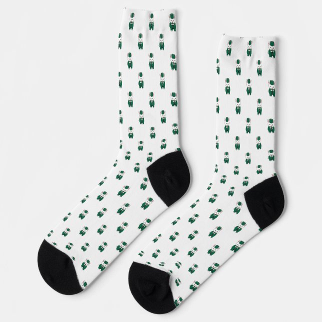 Marching Band Clarinet Rabbit Green Gold Socks (Left)