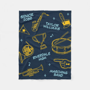 Marching Band Doodle Pattern Senior Gift Fleece Blanket