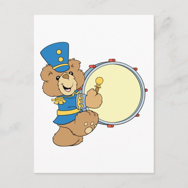 Marching Band Drummer Bear Postcard (Front)