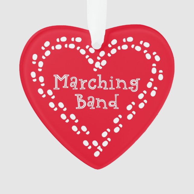 Marching Band Footprints Heart Ornament (Front)