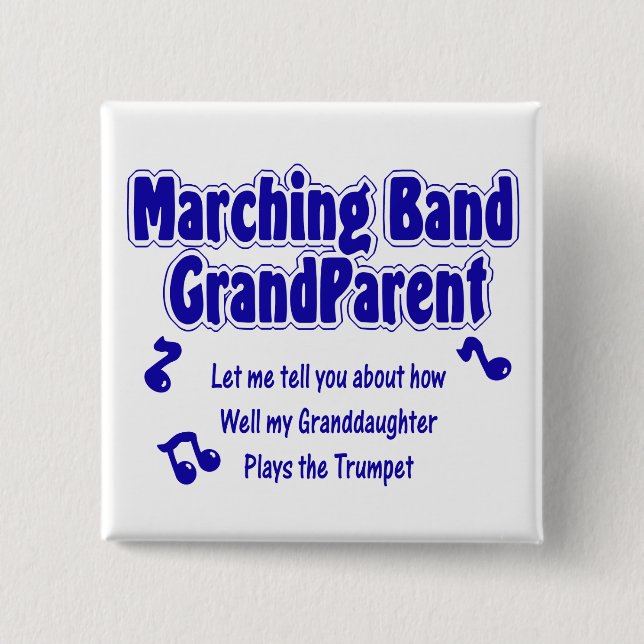 Marching Band Grandparent/ Trumpet 15 Cm Square Badge (Front)
