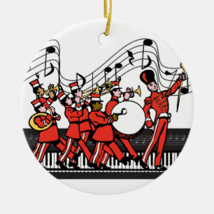 Marching Band Horns Piano Keyboard and Music Notes Ceramic Tree Decoration