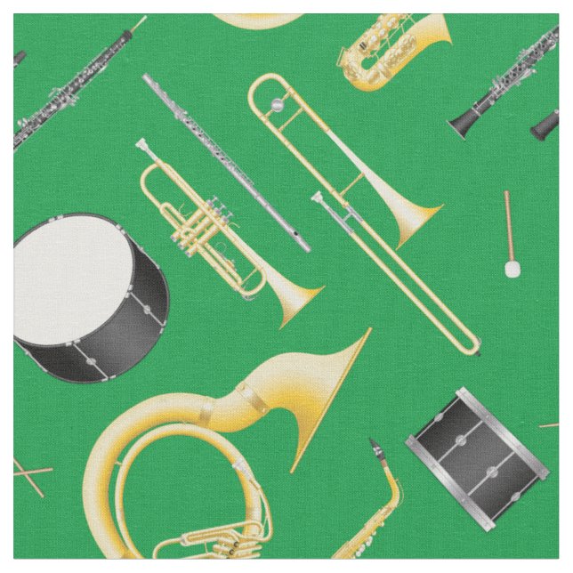 Marching Band Instruments Music Musician Green Fabric (Close Up)