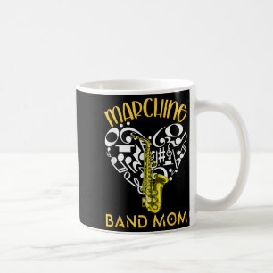 Marching Band Mum Heart Love Music Notes Saxophone Coffee Mug