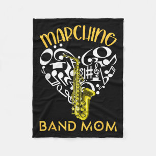 Marching Band Mum Heart Love Music Notes Saxophone Fleece Blanket