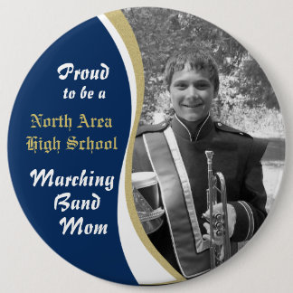 Marching Band Mum with Photo Blue Gold 6 Cm Round Badge